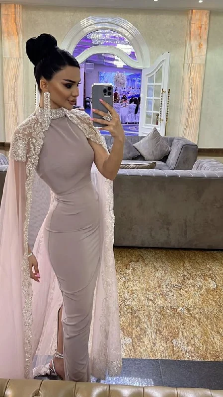 Price Break romantic dressSaudi Arabia Prom Dress With Cape, Dubai Formal Evening Dress Y6070 Price Break romantic dressSaudi Arabia Prom Dress With Cape, Dubai Formal Evening Dress Y6070