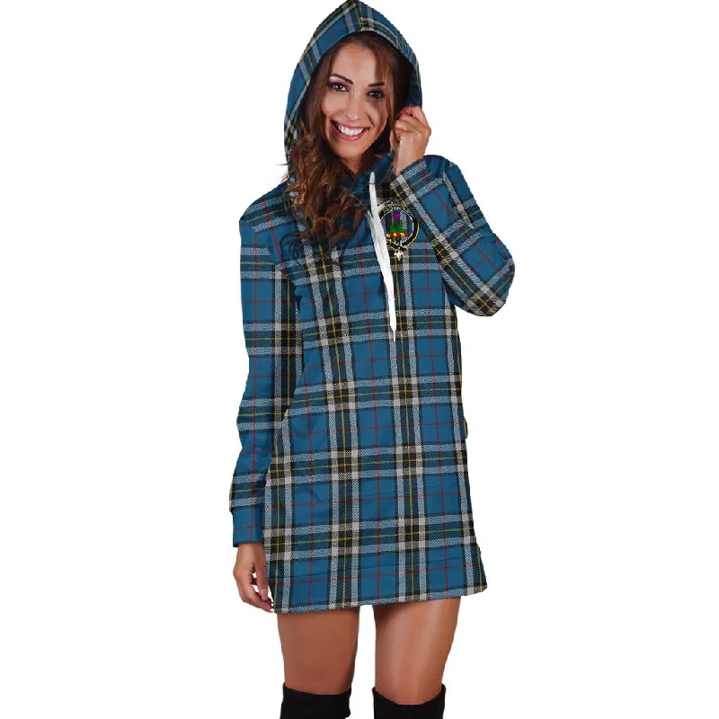 Buy Now Thomson Dress Blue Tartan Hoodie Dress with Family Crest