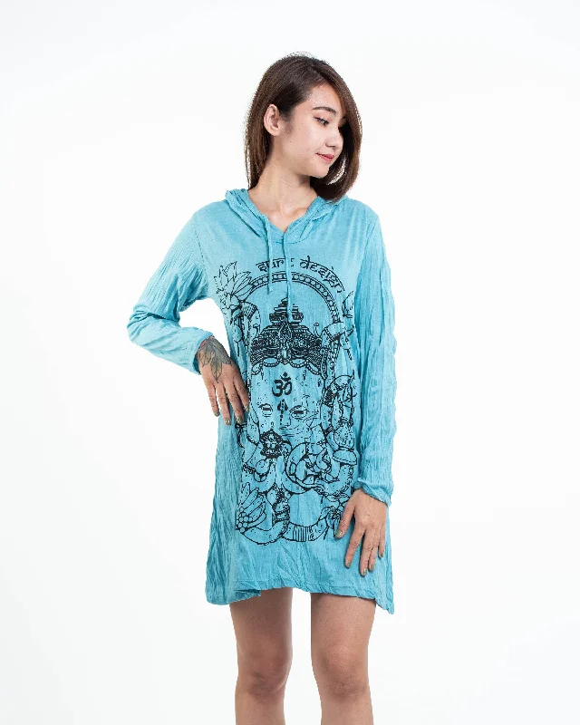 Take Advantage Womens Octopus Oracle Hoodie Dress in Turquoise