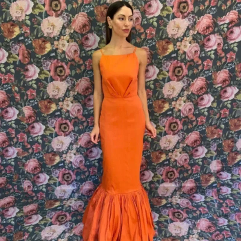 Special Savings layered dressOrange Backless Mermaid Prom Dresses Button Ruffle Floor-Length Sleeveless Elegant Party Dresses For Women Cocktail Special Savings layered dressOrange Backless Mermaid Prom Dresses Button Ruffle Floor-Length Sleeveless Elegant Party Dresses For Women Cocktail