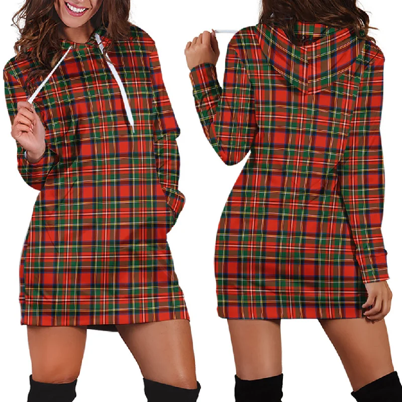 Super Bargain Stewart Royal Modern Tartan Hoodie Dress