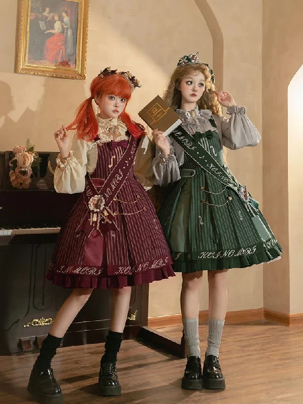Online Exclusive fitted cocktail dressForest Fluorescent Carps~Classic Lolita Salopette Set Violin Preppy Style Dress