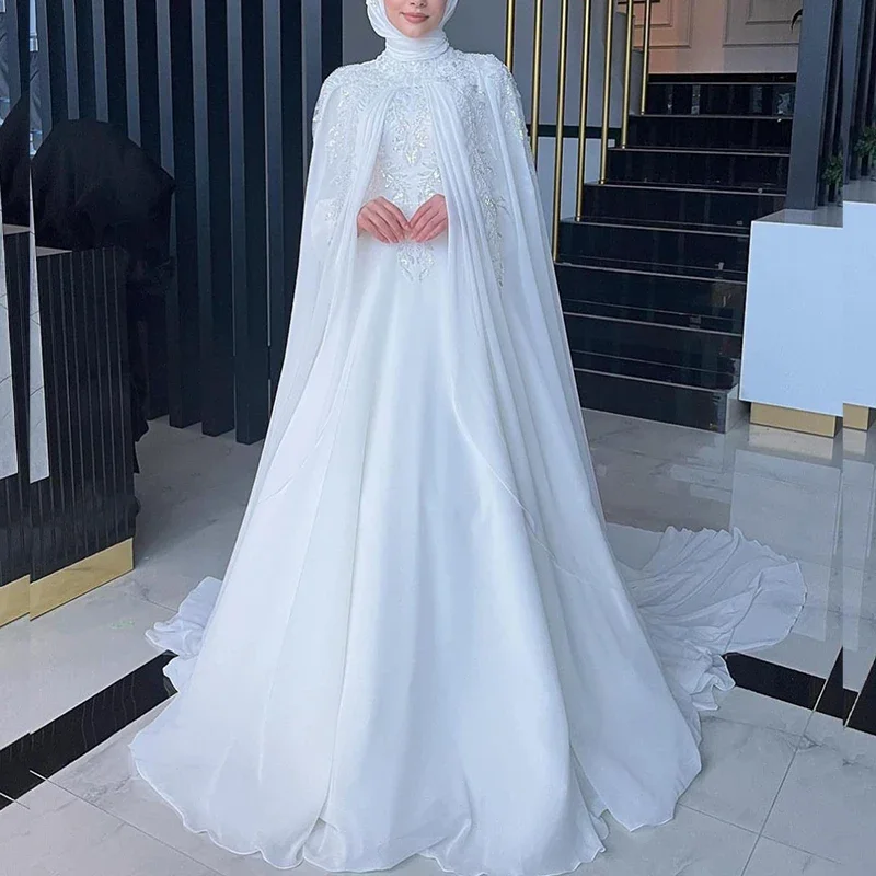 Act Now casual dressElegant Muslim Wedding Dresses with Cape High Neck Long Sleeves Sweep Train Chiffon Appliques Beading Hijab Bride Bridal Gowns Act Now casual dressElegant Muslim Wedding Dresses with Cape High Neck Long Sleeves Sweep Train Chiffon Appliques Beading Hijab Bride Bridal Gowns
