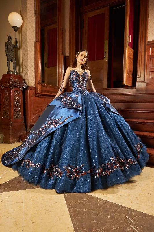 ruffle dressBlue Mexican Quinceanera Dresses Ball Gown Long Sleeves Appliques Sparkly Puffy Sweet 16 Dresses 15 Años