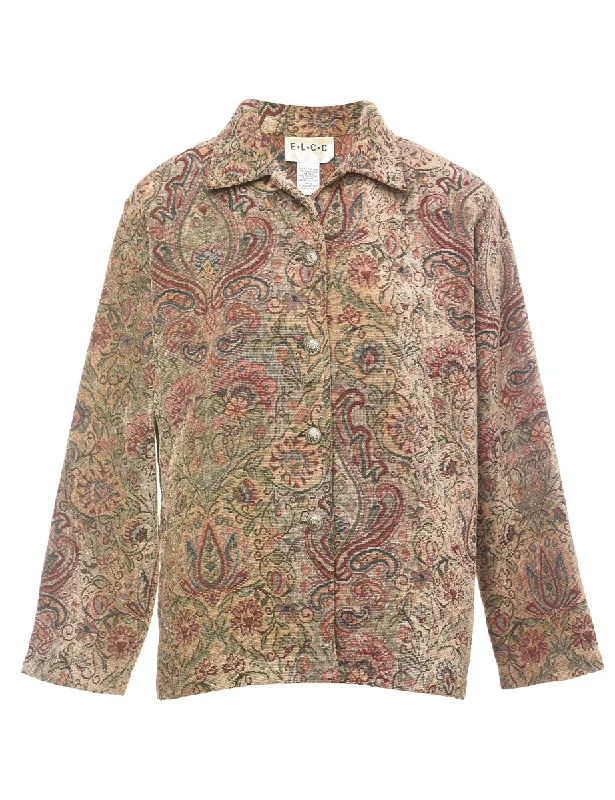 chic wool coatPaisley Pattern Sparkly Multi-Colour Tapestry Jacket - M