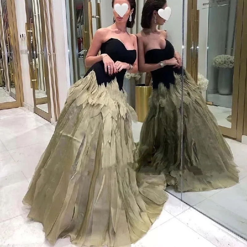 flowy evening dressLuxury Feather A Line Prom Dresses Sexy Sweetheart Long Evening Party Dress Customized Women Celebrate Event Gowns