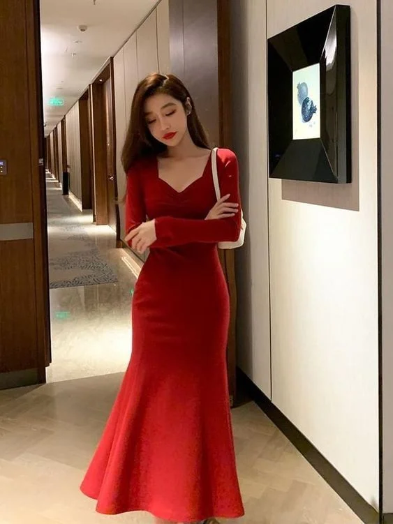 Clearance Items long sleeve dressRed Long Sleeves Mermaid Evening Dresses Prom Gown Party Gowns Y5618 Clearance Items long sleeve dressRed Long Sleeves Mermaid Evening Dresses Prom Gown Party Gowns Y5618