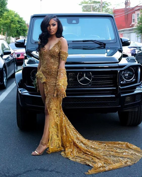 Deal of the Week summer floral dressMermaid Gold Sequin Long Black Girl Prom Dress Slit Formal Dress Deal of the Week summer floral dressMermaid Gold Sequin Long Black Girl Prom Dress Slit Formal Dress