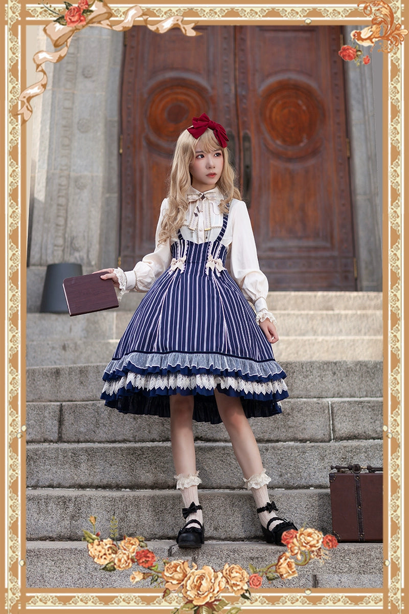 Best Bargains casual shift dress(Buy for me) Infanta~Elegant Lolita Stripe High-waist Jumper Dress Set and Cape Best Bargains casual shift dress(Buy for me) Infanta~Elegant Lolita Stripe High-waist Jumper Dress Set and Cape