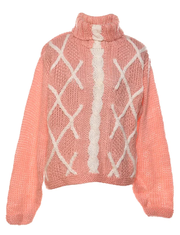 Exclusive Deal stylish coatSalmon Pink Turtleneck Jumper - L