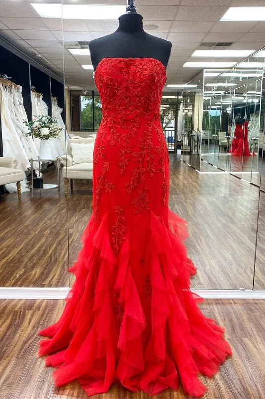 Steals and Deals chic wrap dressGorgeous Red Applqiues Long Formal Dress