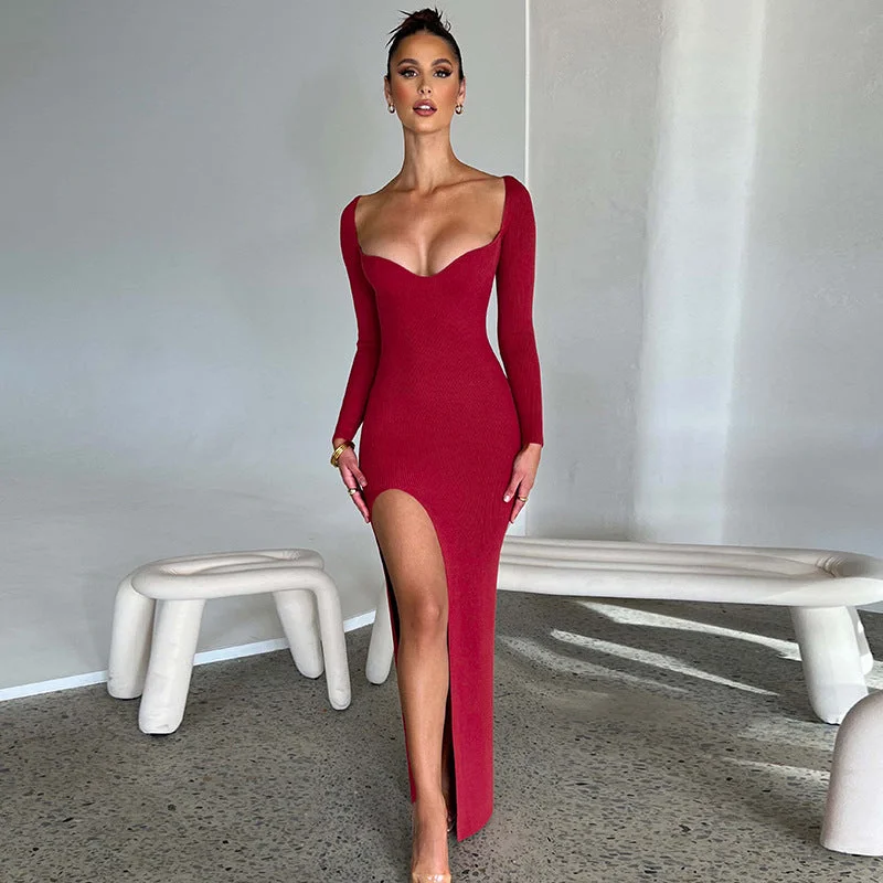 Doorbuster Deal casual midi dressBerriesJam - Christmas Outfits Long Sleeve O Neck Bodycon Dress