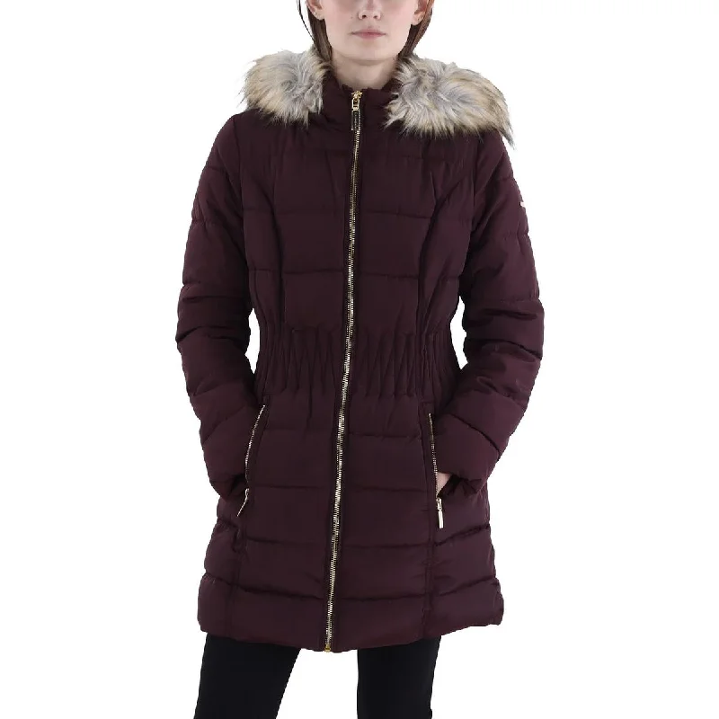 Price Blitz long coatWomens Faux Fur Trim Hooded Puffer Jacket