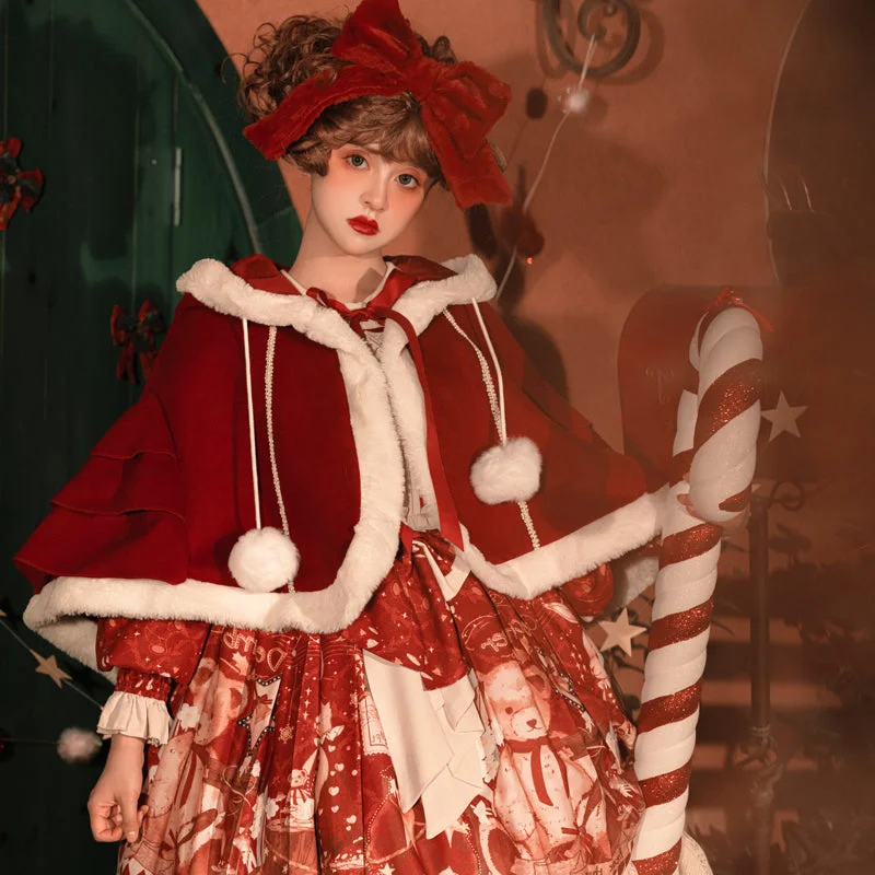 Deal Alert chic shift dressYour Princess~Bear Gift~Kawaii Lolita Christmas Dress and Cape