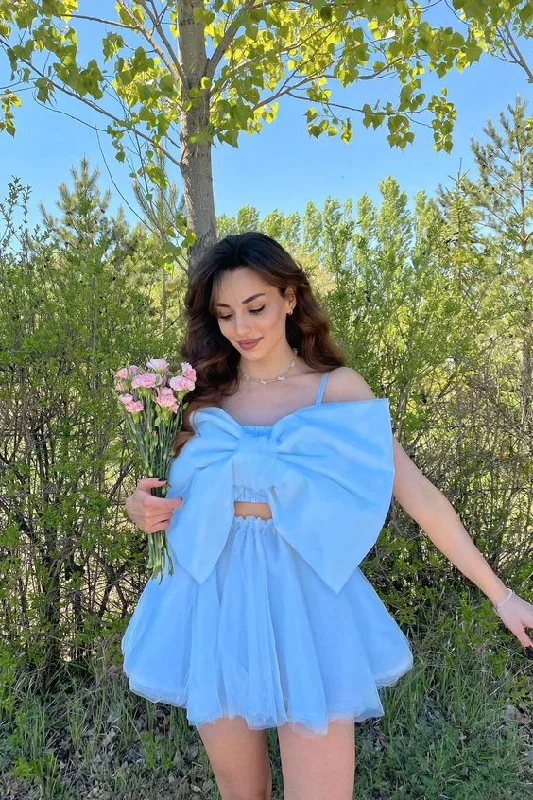 chic dressBlue Dreamy Bow Set | Fluffy Dress | Puff Dress | After Party Dress | Wedding Dress | Cottagecore Dress