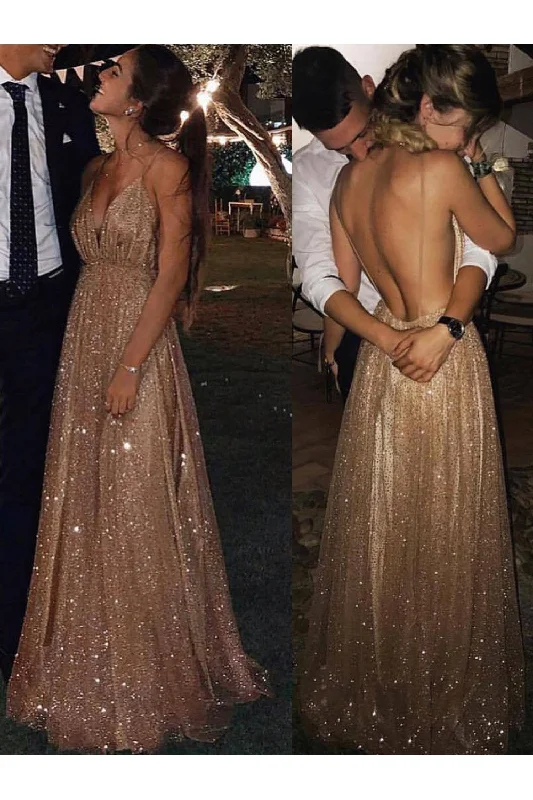 elegant maxi dressSexy Sparkly V-Neck Long Prom Dresses Formal Evening Dresses S15692