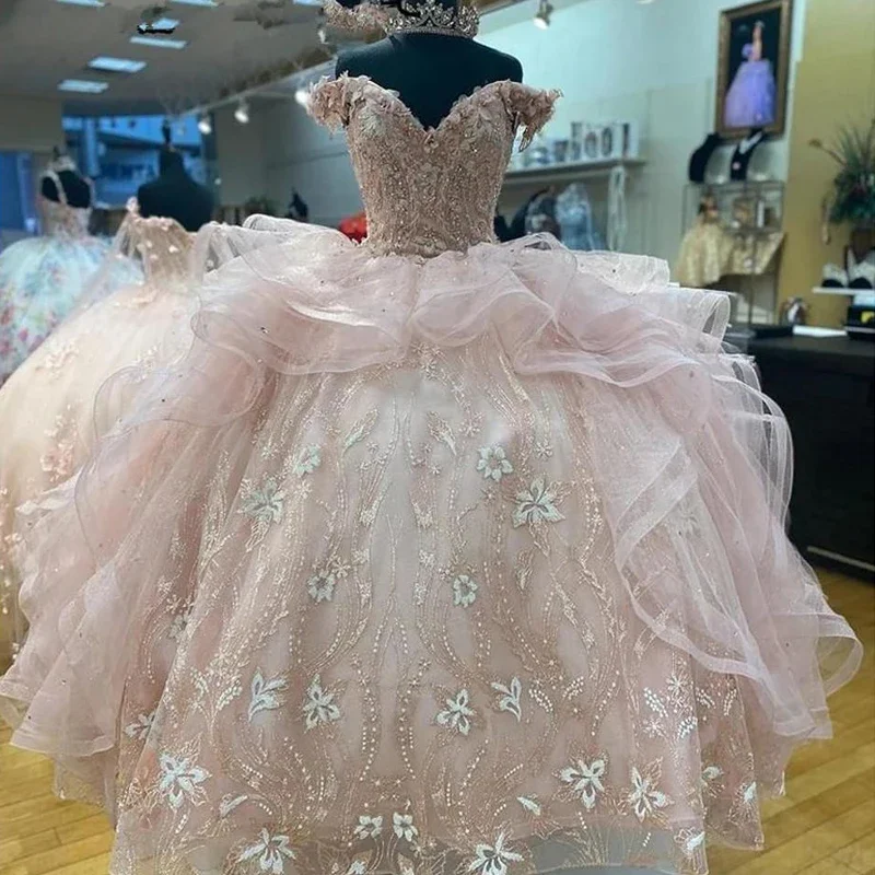 Special Discount vintage dressLight Pink Princess Quinceanera Dress Off Shoulder Appliques Sequins Flowers Party Sweet 16 Gown Special Discount vintage dressLight Pink Princess Quinceanera Dress Off Shoulder Appliques Sequins Flowers Party Sweet 16 Gown