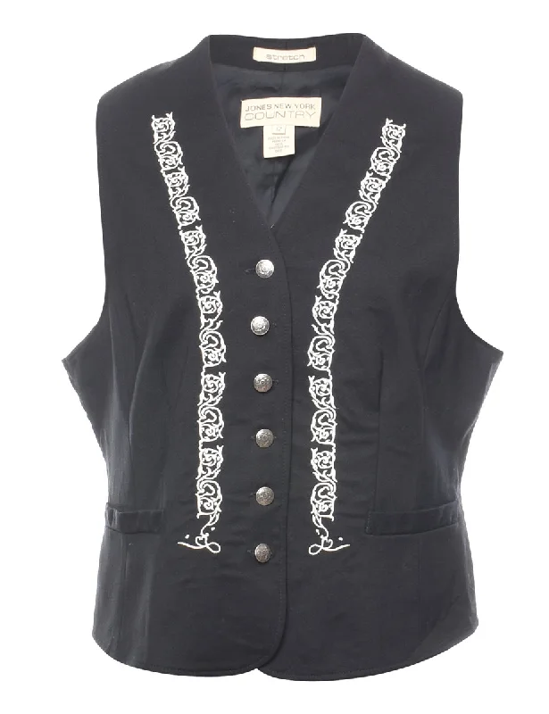 Special Buy insulated winter jacketBlack & White 1990s Embroidered Waistcoat - M