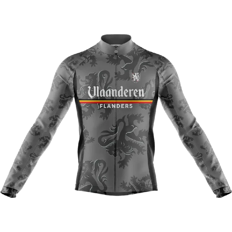 premium athletic sweatshirtVlaanderen Flanders Black V2 Long Sleeve Cycling Jersey