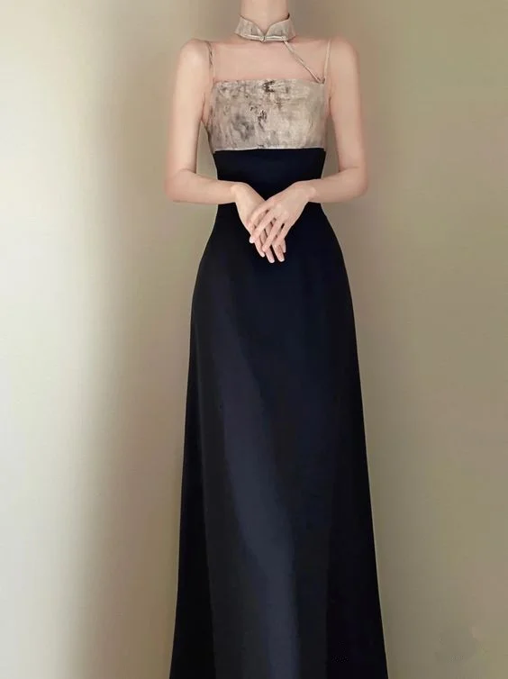 Price Drop chic dressClassy A-line Sleeveless Long Prom Dress,Party Gown Y6907