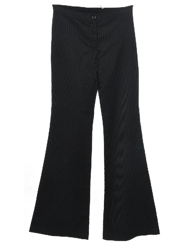 Deal Mania lightweight outerwearBlack Flared Leg Pinstriped Trousers - W26 L31