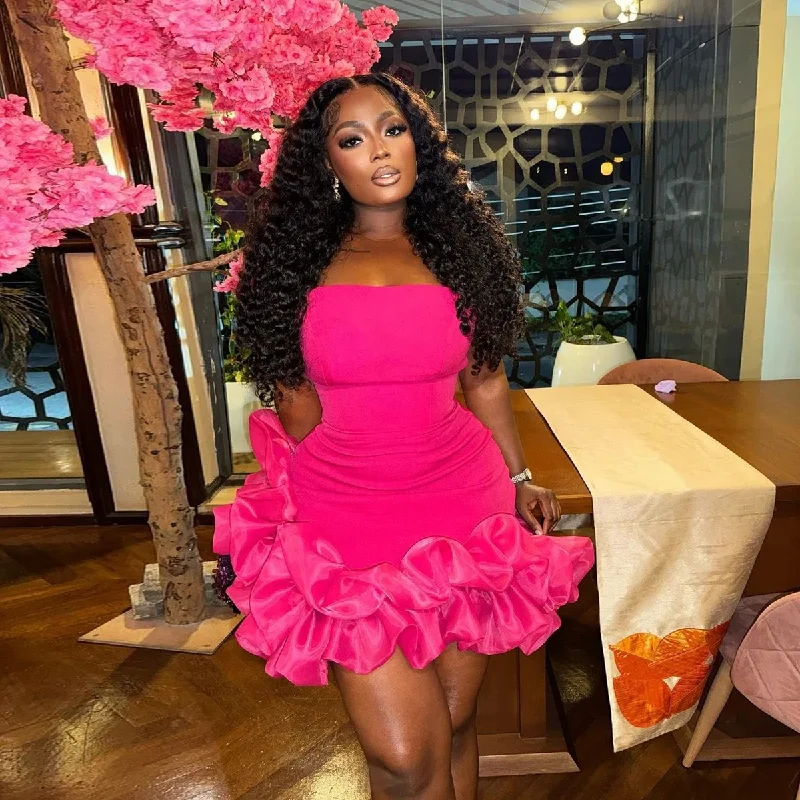 Incredible Offers backless dressHot Pink Little Black Girls Short Prom Dresses Strapless Ruffled Bottom African Mini Cocktail Dress Aso Ebi Birthday Party Dress Incredible Offers backless dressHot Pink Little Black Girls Short Prom Dresses Strapless Ruffled Bottom African Mini Cocktail Dress Aso Ebi Birthday Party Dress