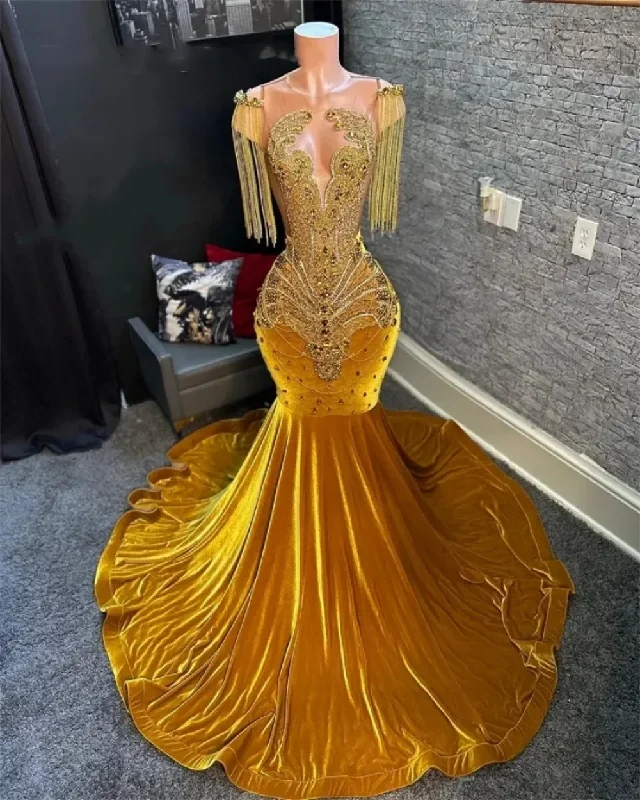 Don't Wait lace dressGold O Neck Evening Dresses For Black Girls Beaded Crystal Birthday Party Gowns Mermaid Tassel Long Prom Dresses Robe De Bal Don't Wait lace dressGold O Neck Evening Dresses For Black Girls Beaded Crystal Birthday Party Gowns Mermaid Tassel Long Prom Dresses Robe De Bal