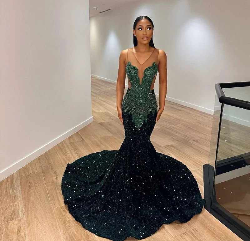 Last Chance relaxed fit dressDark Green Crystal Beading Sequin Prom Dresses 2024 Luxury Gowns Mermaid Dress For Party Wedding Evening Backless Formal Gowns Last Chance relaxed fit dressDark Green Crystal Beading Sequin Prom Dresses 2024 Luxury Gowns Mermaid Dress For Party Wedding Evening Backless Formal Gowns
