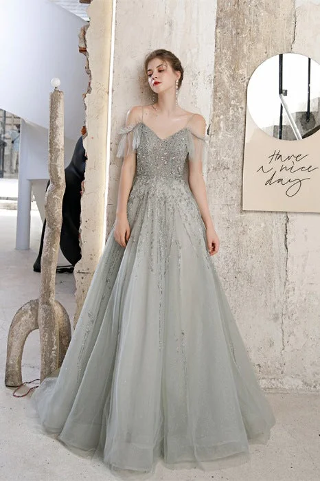 Midnight Madness cocktail dressGorgeous A-Line Beaded Light Grey Prom Dress