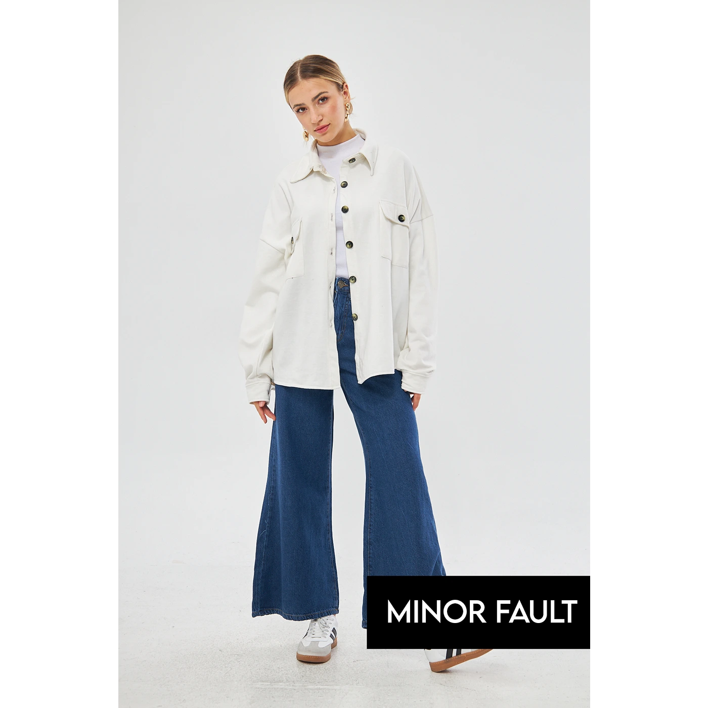 Great Deals high-quality athletic sweatshirt(Minor Fault) White Oversized Shacket