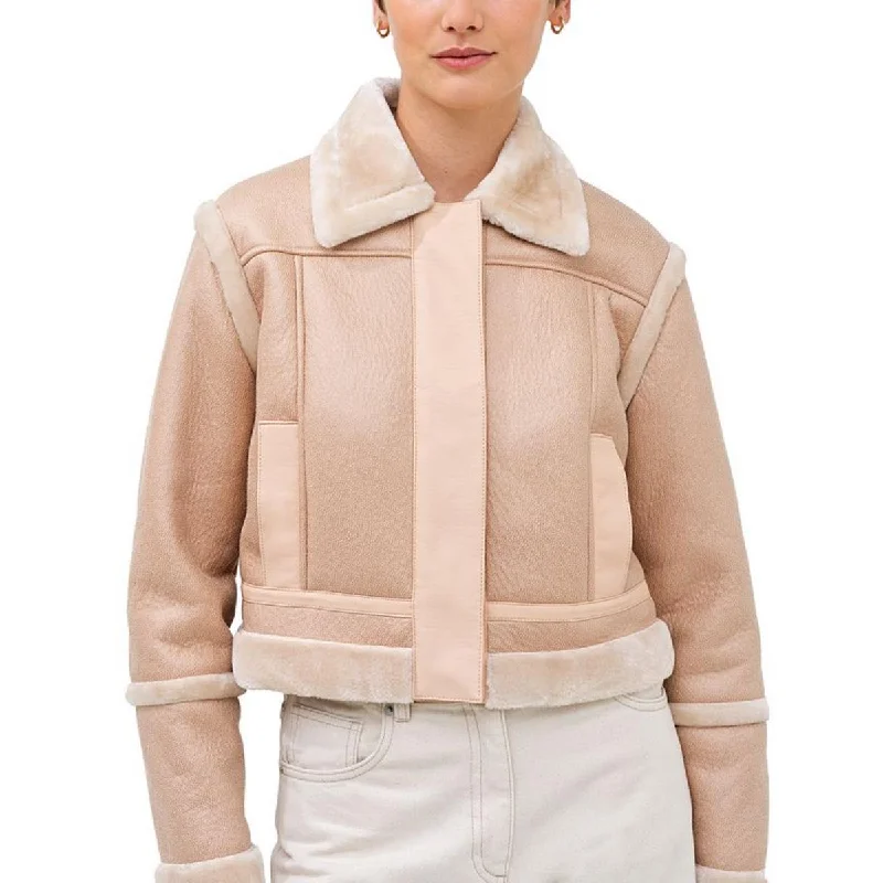 Super Bargain relaxed winter jacketBelen Womens Faux Leather Crop Faux Fur Coat