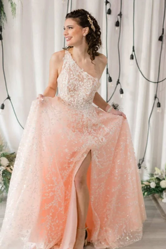 Fantastic Offers flowy dressSexy One Shoulder lace appliques Long Prom Dress