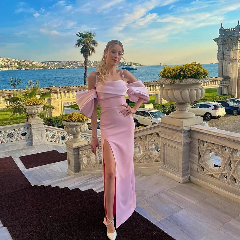 Super Sale pleated dressPink Prom Dresses for Women Spaghetti Off Shoulder Side Split Beads Pleats Wedding Party Gowns Matric Dance Dress Customized Super Sale pleated dressPink Prom Dresses for Women Spaghetti Off Shoulder Side Split Beads Pleats Wedding Party Gowns Matric Dance Dress Customized