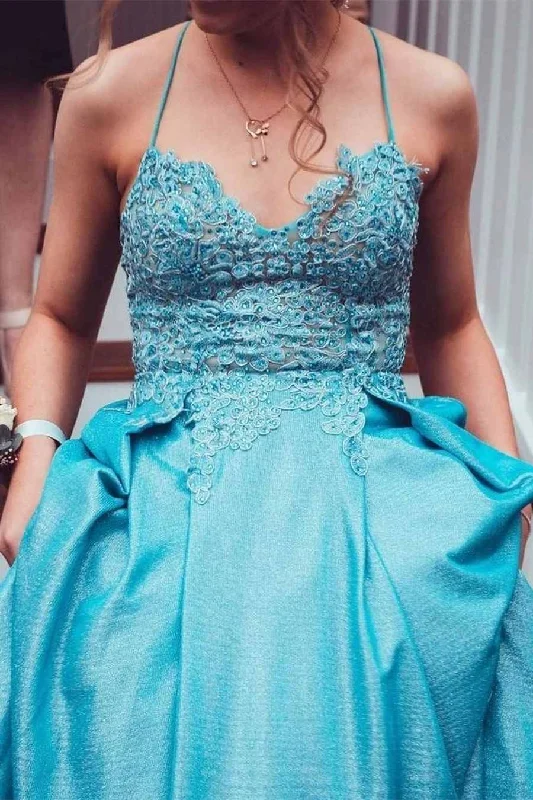 Deep Discounts cocktail dressBlue A-line Lace Appliques Long Prom Dress with Lace Up Back Deep Discounts cocktail dressBlue A-line Lace Appliques Long Prom Dress with Lace Up Back