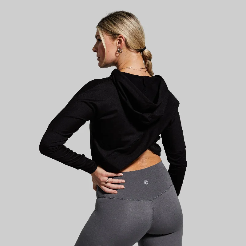 Markdowns casual hoodieCriss Cross Crop Hoodie (Black)