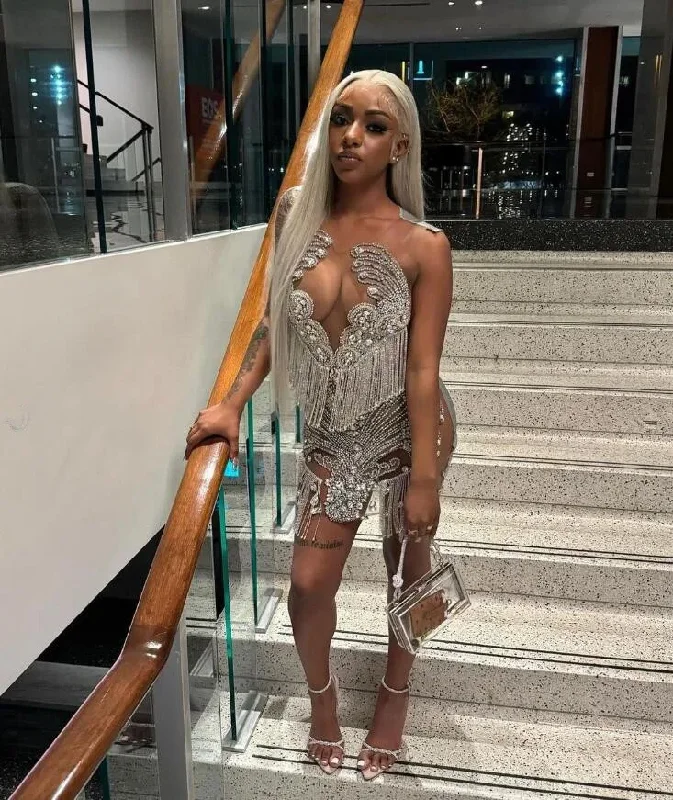 Instant Savings boho-chic dressIvy Silver Diamond Mini Evening Cocktail Dresses for Black Girl 2024 Luxury Diamond Tassel Sheer Mesh Birthday Party Gala Dress Instant Savings boho-chic dressIvy Silver Diamond Mini Evening Cocktail Dresses for Black Girl 2024 Luxury Diamond Tassel Sheer Mesh Birthday Party Gala Dress