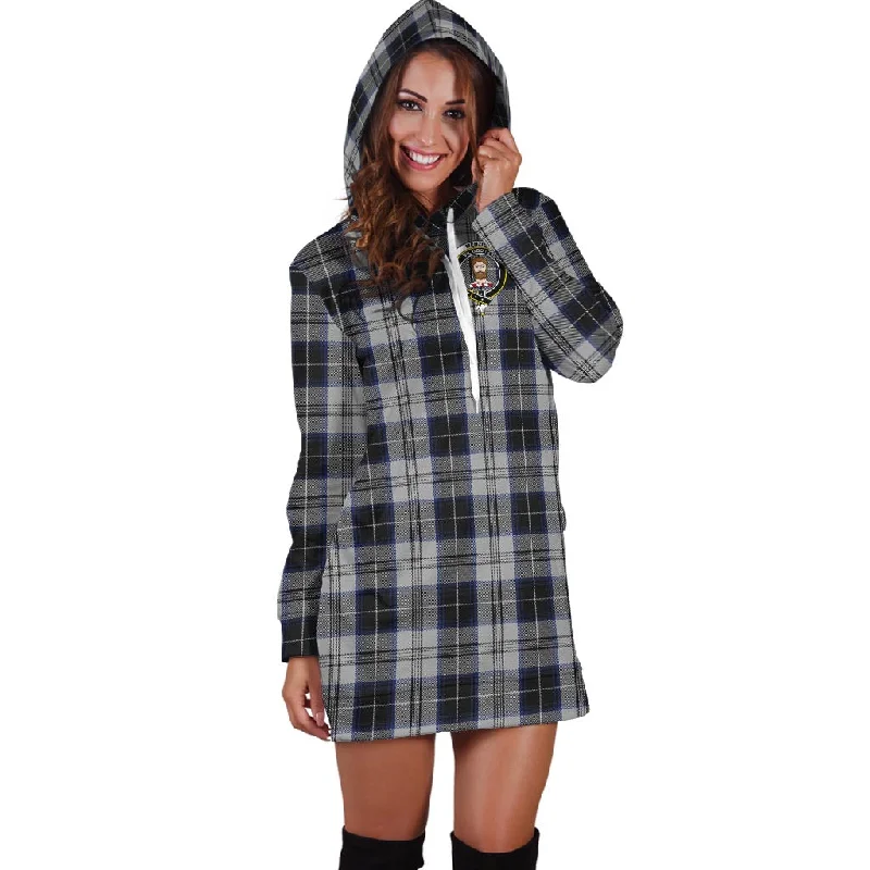 Big Savings Menzies Black Dress Tartan Hoodie Dress with Family Crest