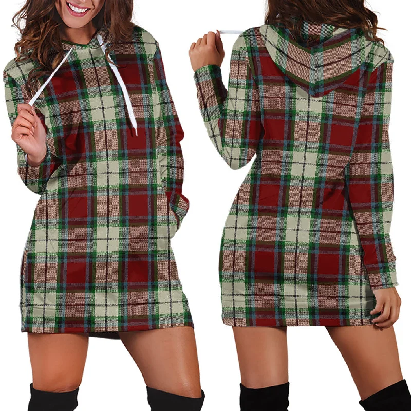Discount Deals Rose White Dress Tartan Hoodie Dress