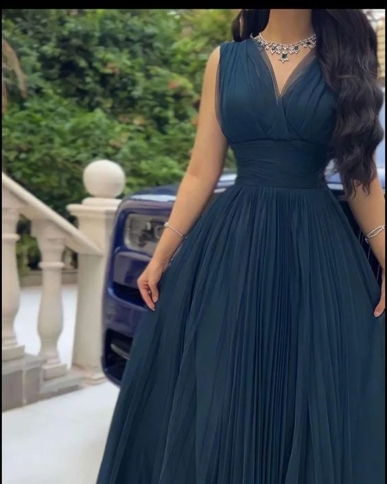 Super Bargain sophisticated dressModest A-line V Neck Tulle Long Prom Dress Y7190
