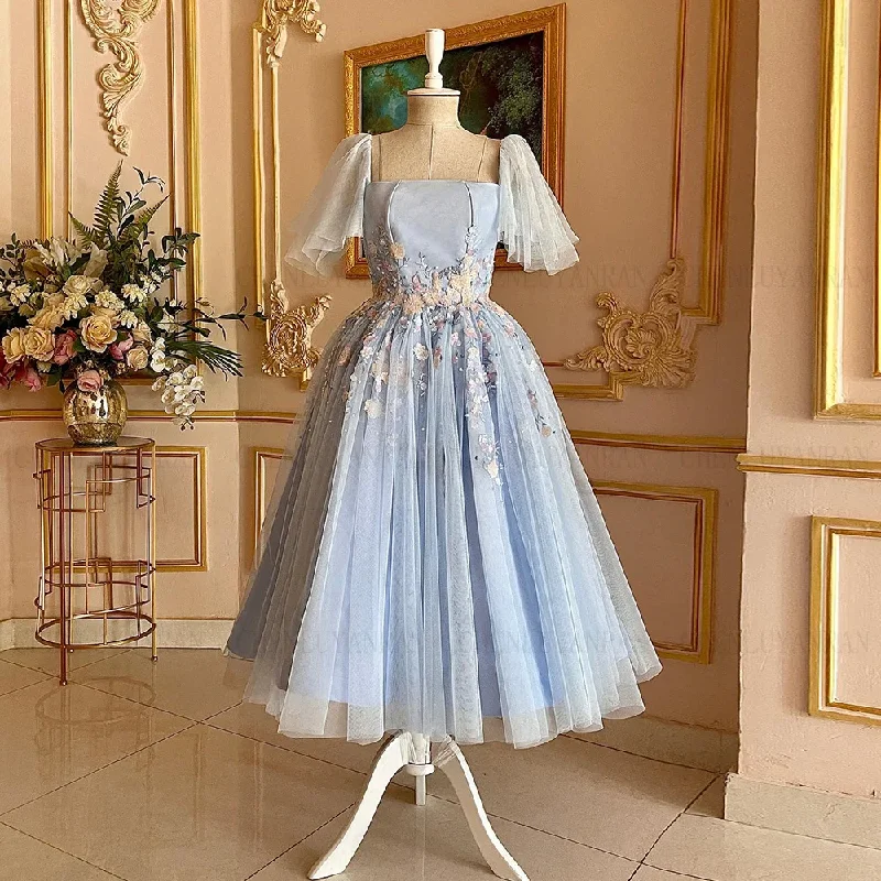 Exclusive Deal satin dressSky Blue A-line Formal Occasion Dresses 2024 Applique Elegant Party Dress Tea-Length Lace Up Evening Gowns فساتين مناسبة رسمية Exclusive Deal satin dressSky Blue A-line Formal Occasion Dresses 2024 Applique Elegant Party Dress Tea-Length Lace Up Evening Gowns فساتين مناسبة رسمية