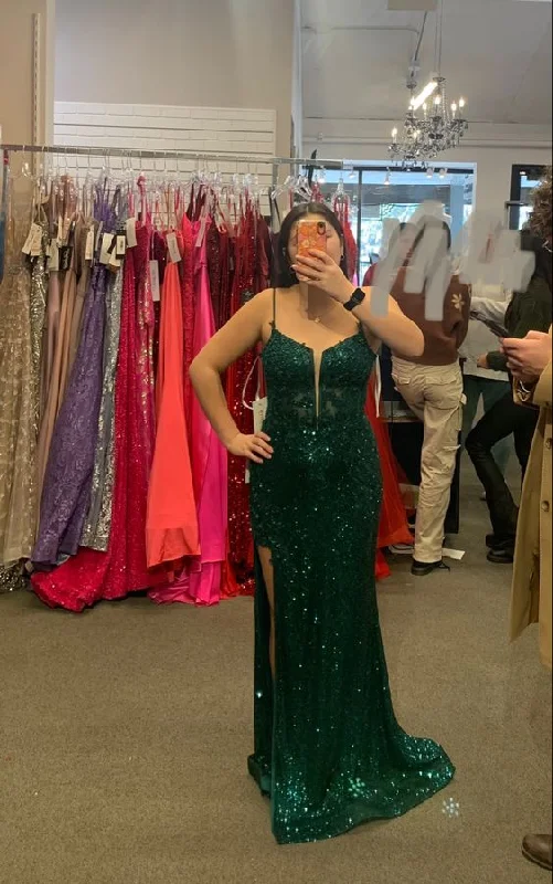 Weekend Deal cocktail dressFashion Emerald Green Sparkly Prom Dress,Emerald Green Evening Dress Y6314