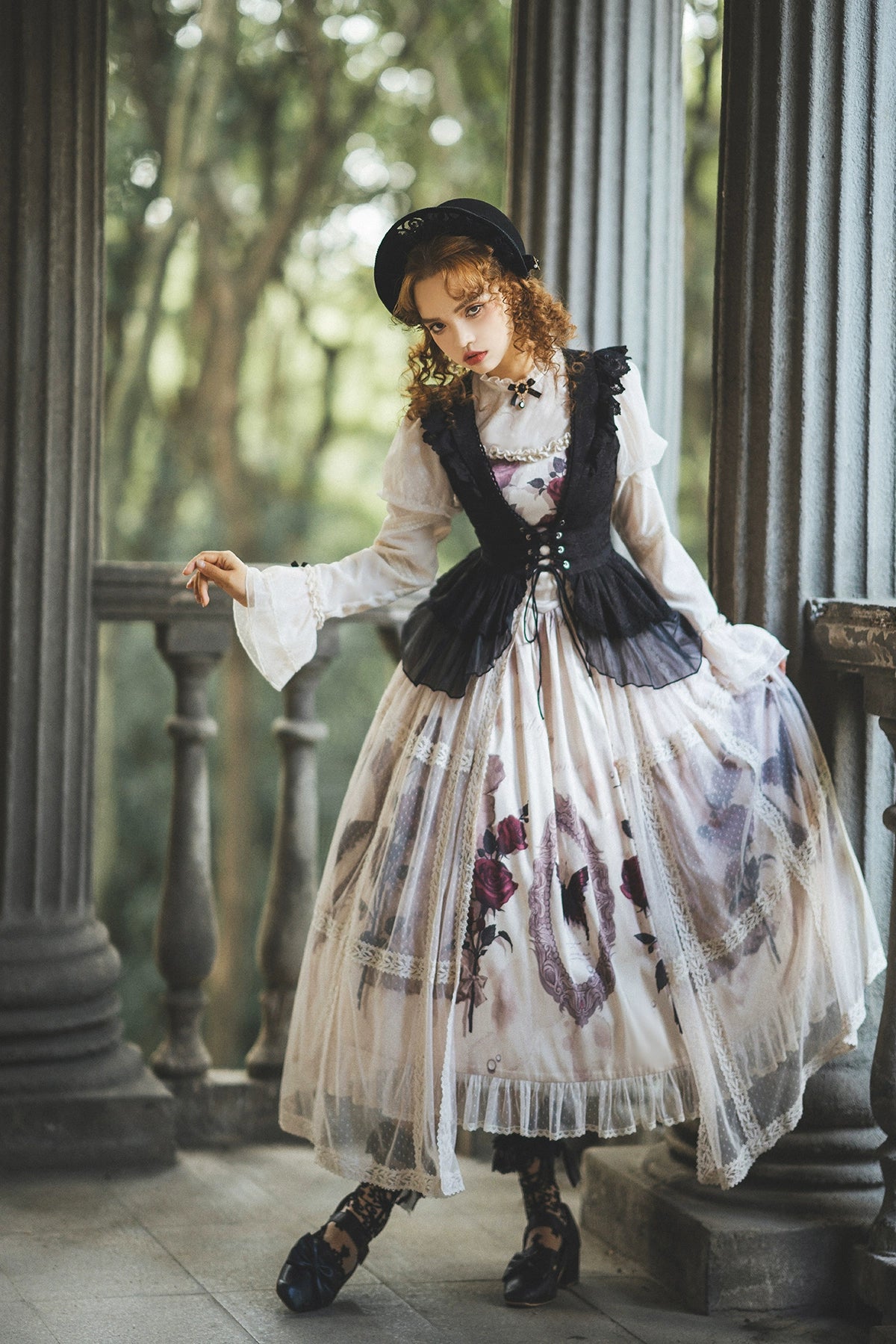 Bonus Savings floral midi dress(BFM)Sweet Date~Classical Lolita Rose Print Princess Dress Set Bonus Savings floral midi dress(BFM)Sweet Date~Classical Lolita Rose Print Princess Dress Set