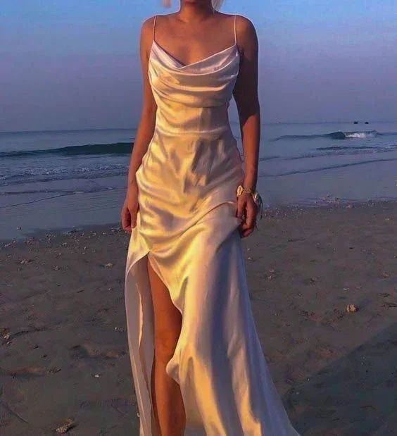 summer dressWhite Elegant Straps Long Party Dress Bridesmaid Prom Dress Y7471