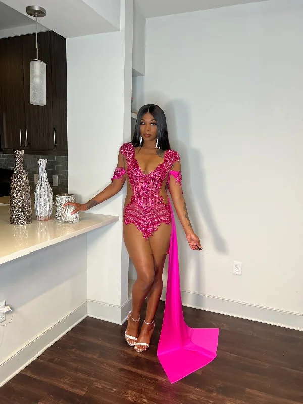 Exclusive Savings high-waisted dressLuxury Crystals Sheer Pink Short Black Girl Prom Dresses Beaded African Cocktail Dresses Women Party Gowns Birthday Homecoming