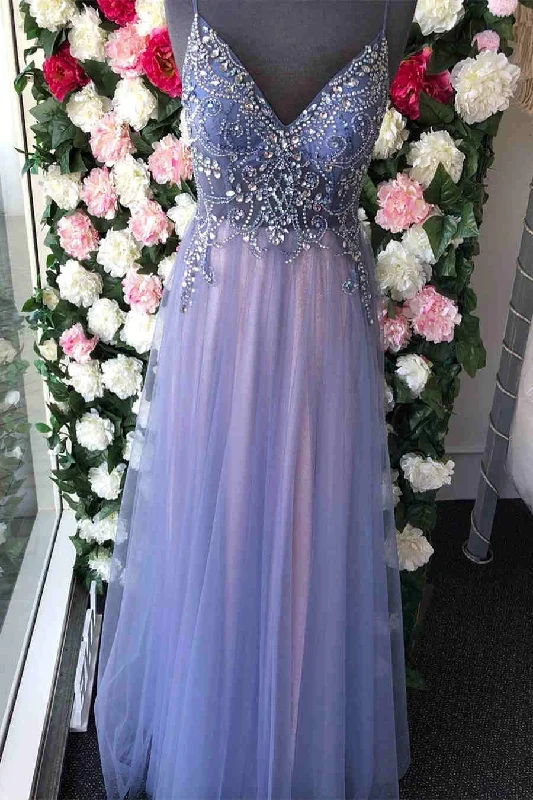 Must-Have Deals one-shoulder dressStraps A-Line Tulle Long Prom Dress with Crystal Must-Have Deals one-shoulder dressStraps A-Line Tulle Long Prom Dress with Crystal
