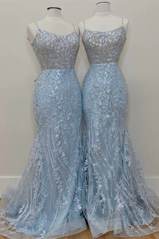 vintage-inspired dressGorgeous Mermaid Light Blue Formal Dress