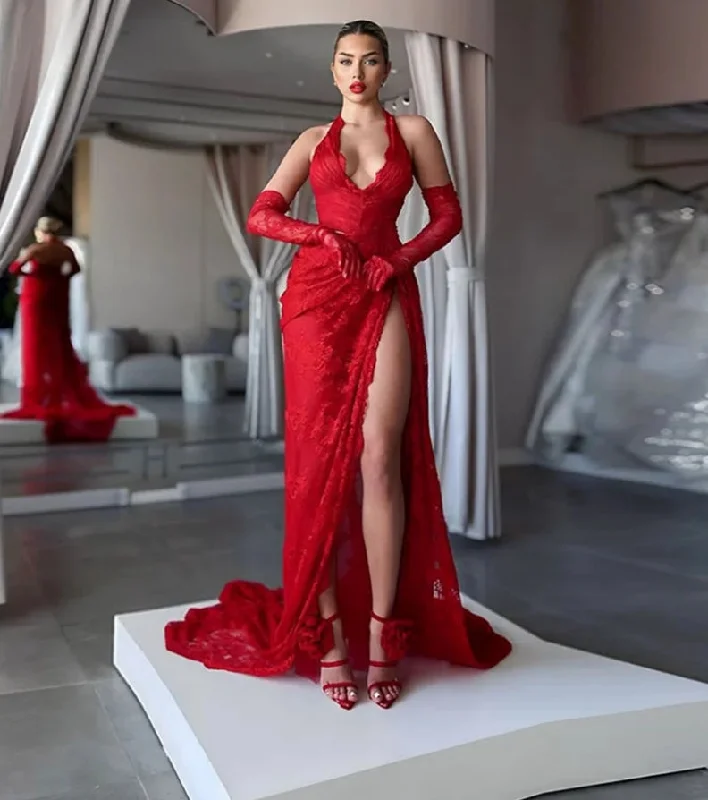 Super Bargain long sleeve dressGorgeous Red Mermaid Evening Gowns 2024 Women's Halter Party Prom Dress High Split Lace Saudi Arabia Special Occasion Gowns Super Bargain long sleeve dressGorgeous Red Mermaid Evening Gowns 2024 Women's Halter Party Prom Dress High Split Lace Saudi Arabia Special Occasion Gowns