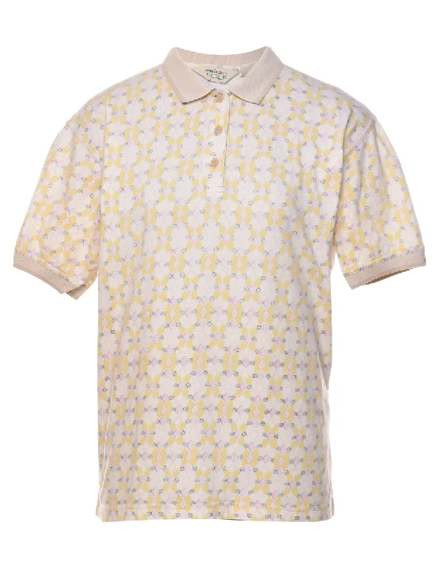 Savings Spectacular comfortable coatReebok Light Yellow & Off-White Patterned Polo Shirt - M
