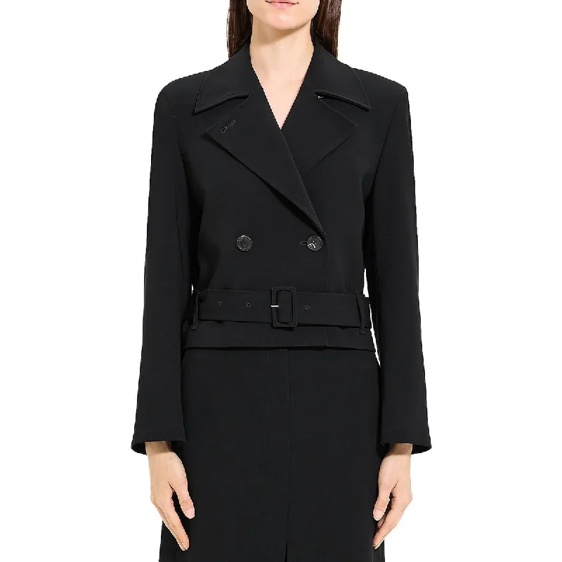 Low Prices trendy bomber coatWomens Cropped Double Button Trench Coat