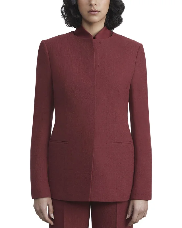 stylish lightweight coatLafayette 148 New York Collarless Wool Blazer